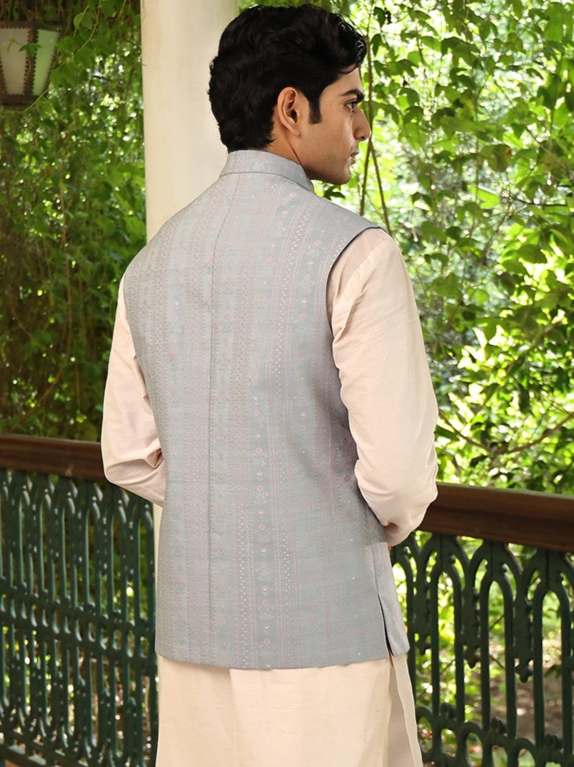 Isvara Light Blue Cotton Blend Bundi