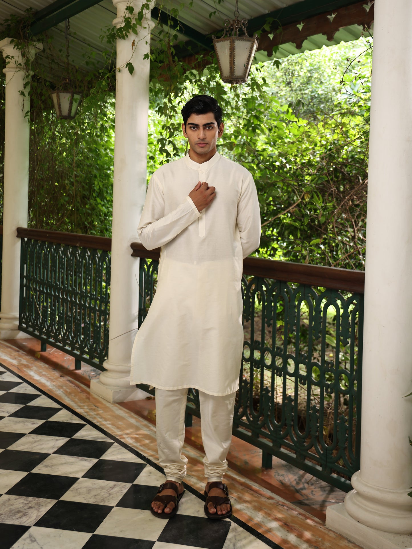 Ekam Ivory Katan  Kurta Set