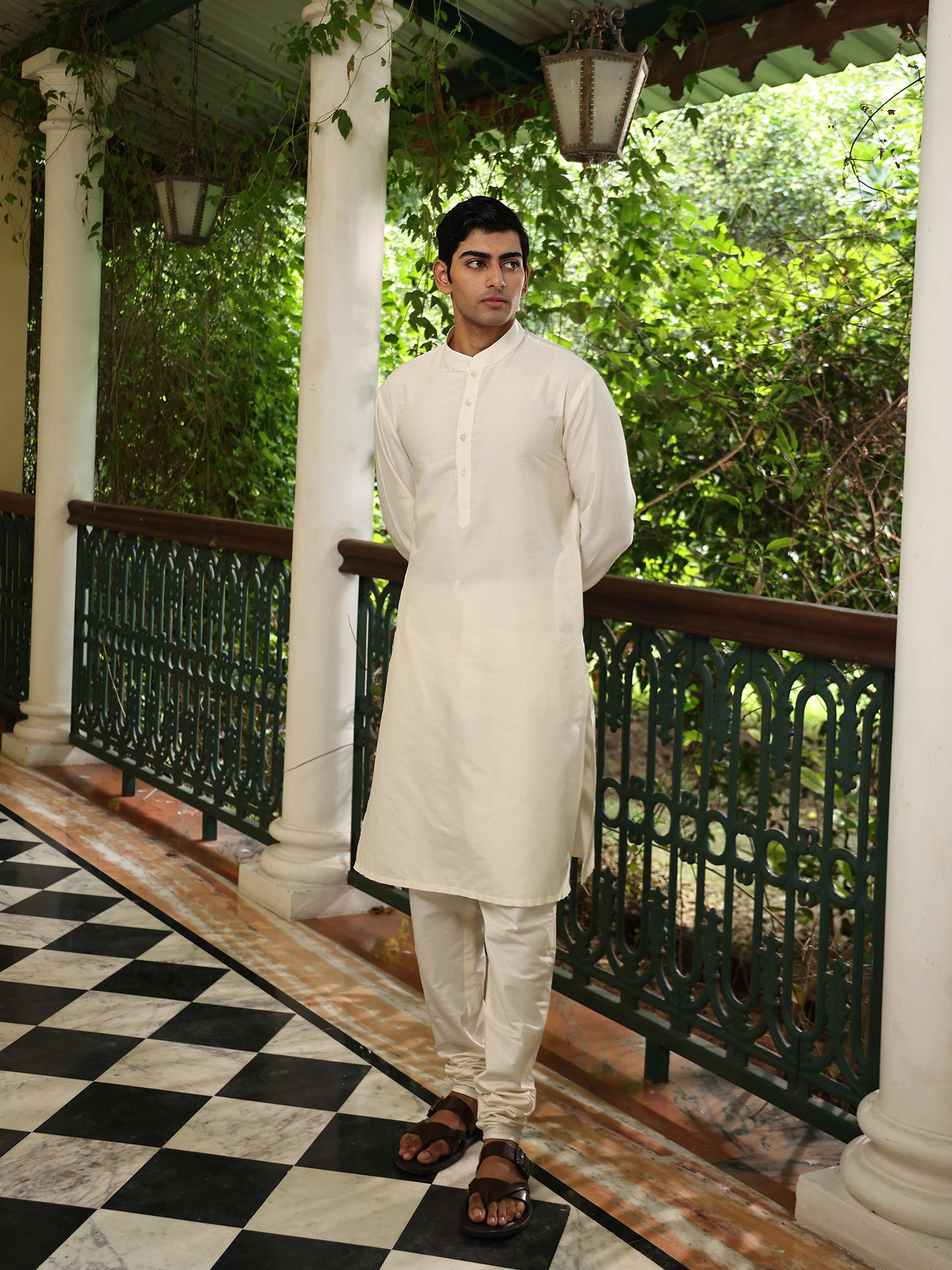 Ekam Ivory Katan  Kurta Set