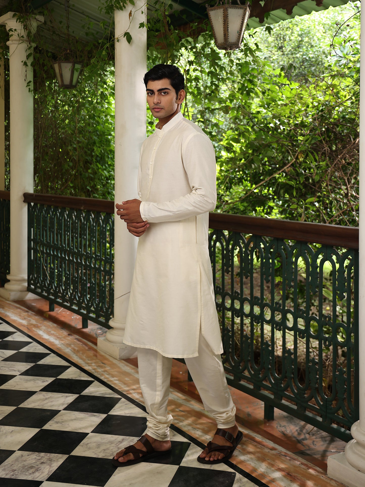 Ekam Ivory Katan  Kurta Set