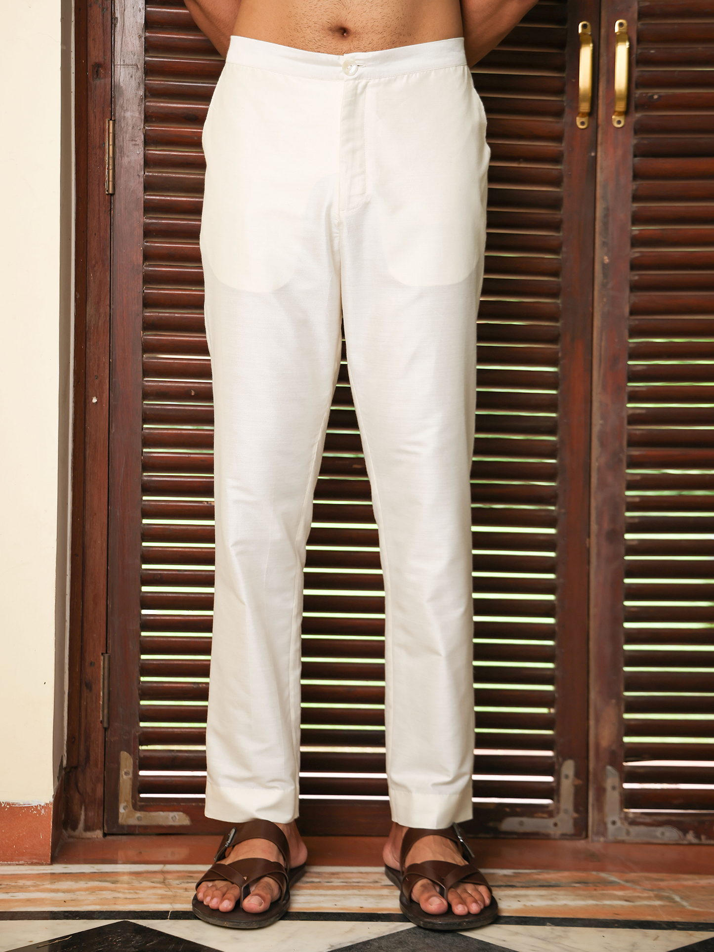 Larifa Ivory Katan Trouser