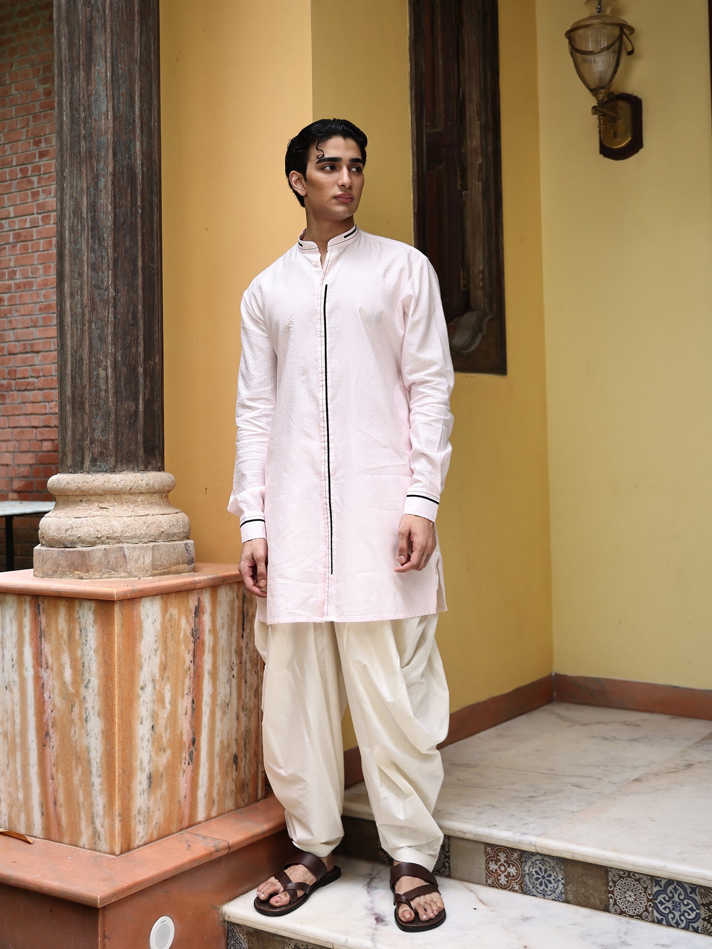 Vamsi Baby Pink Cotton Blend Kurta