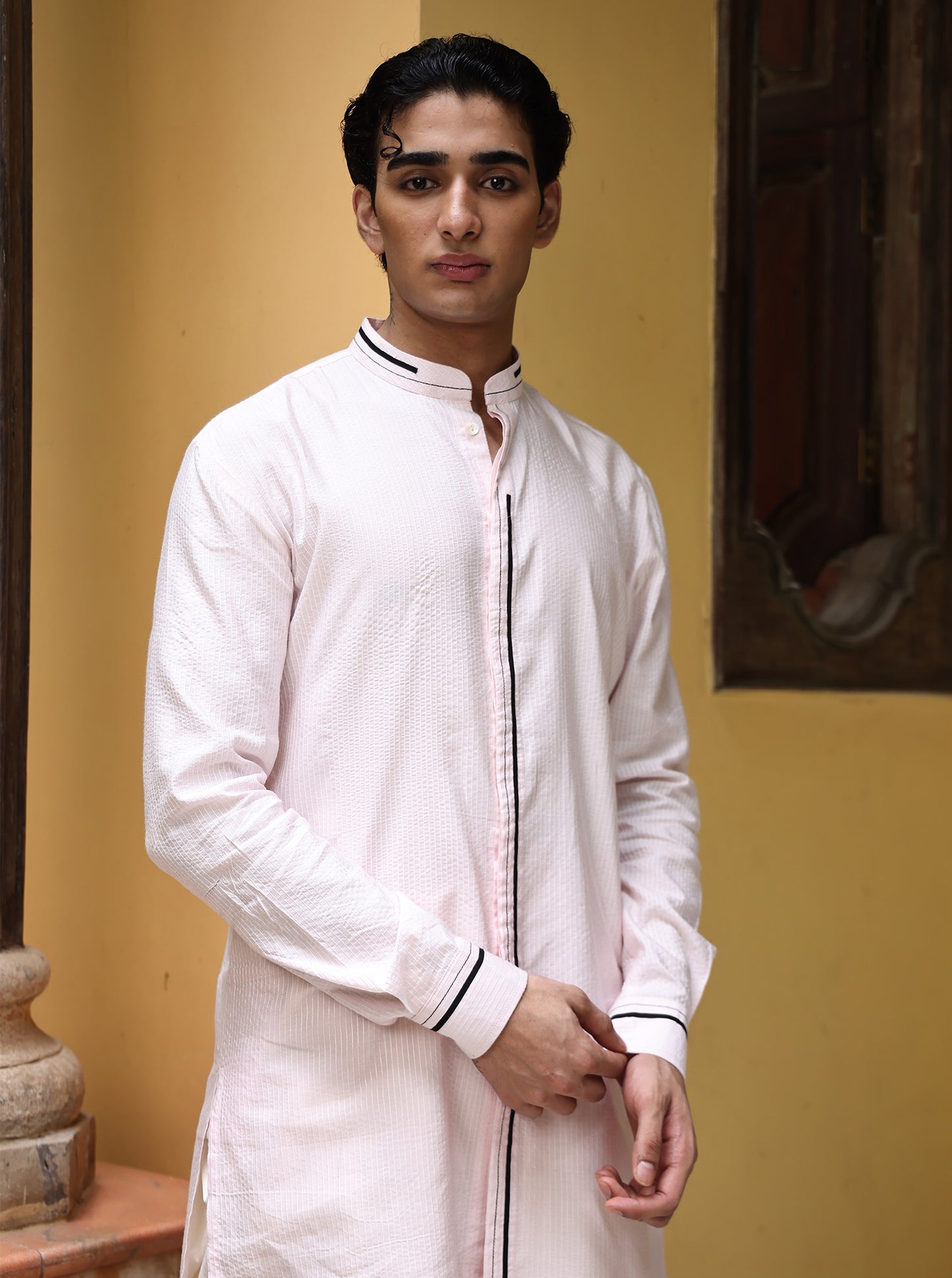 Vamsi Baby Pink Cotton Blend Kurta