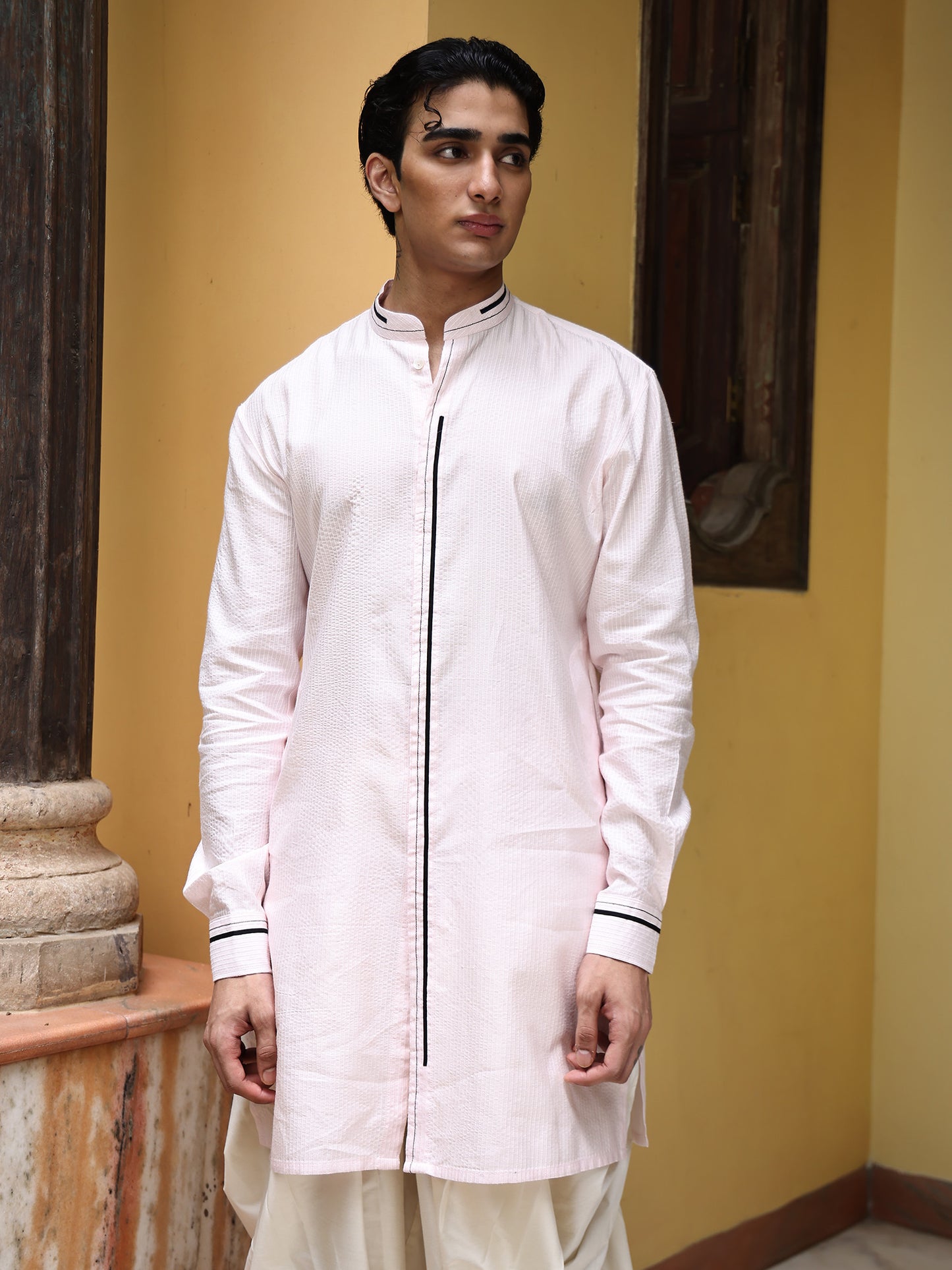 Vamsi Baby Pink Cotton Blend Kurta