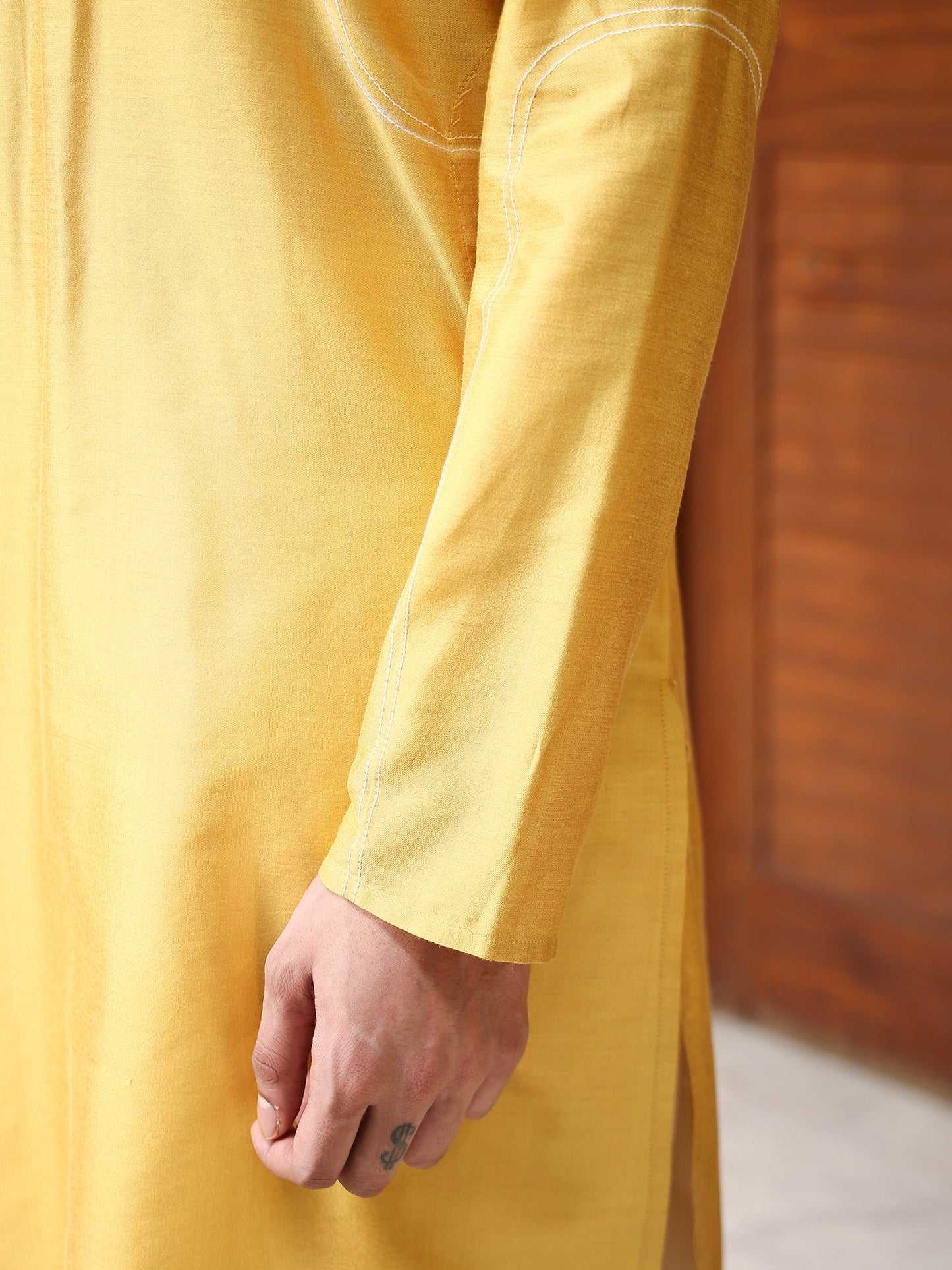 Venu Yellow Katan Kurta