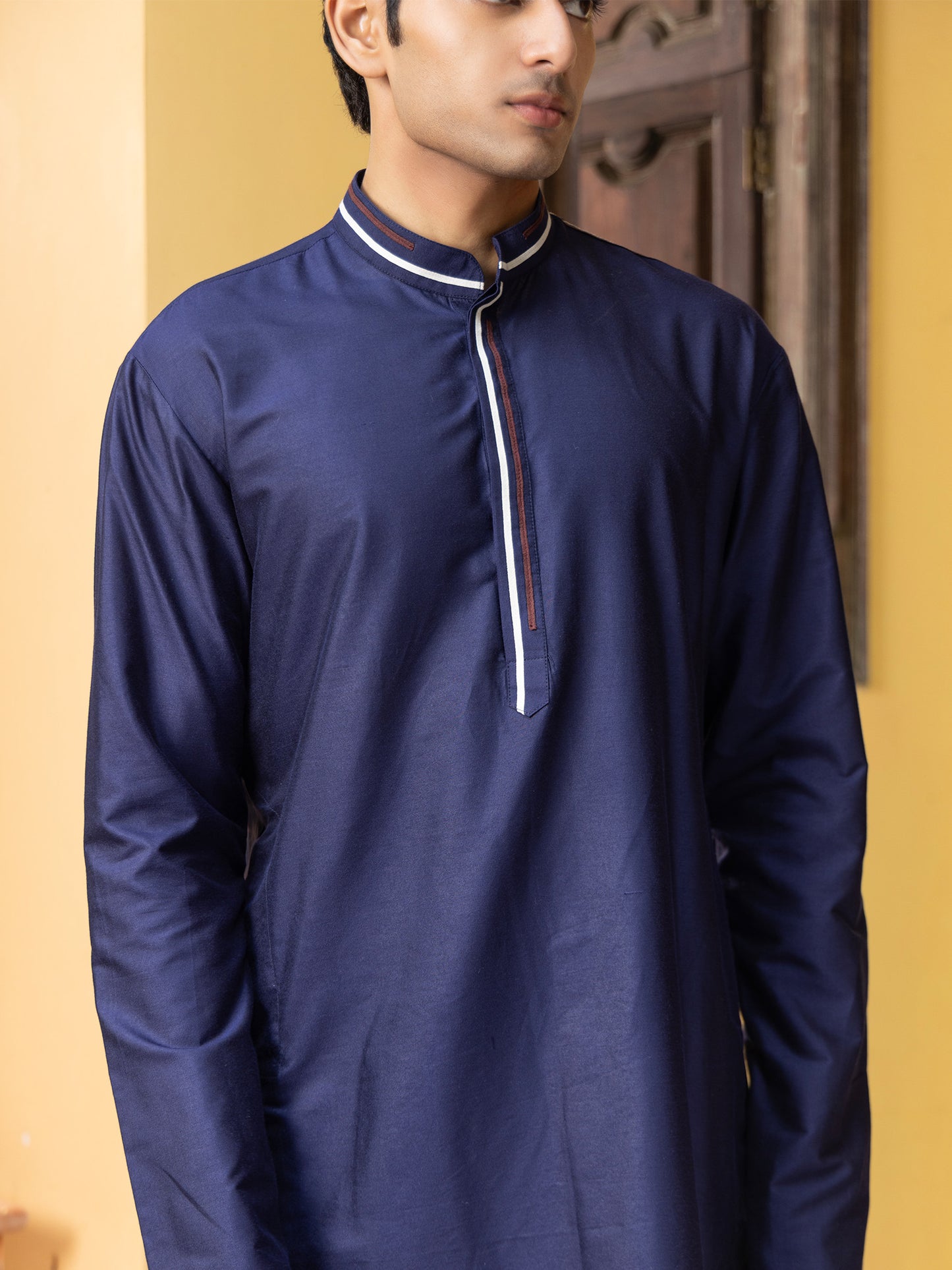 Daman Blue Katan Kurta Set