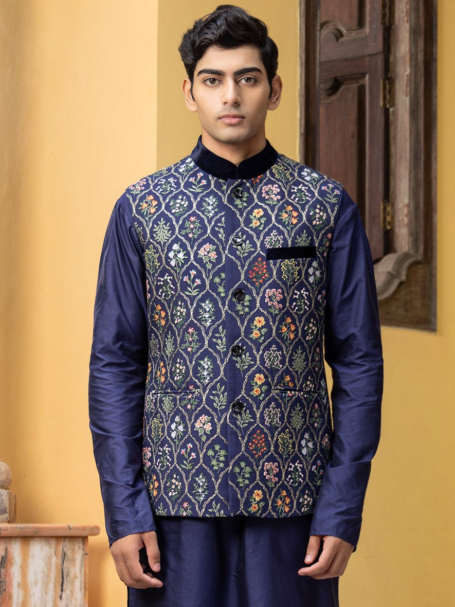 Patr
Bundi
jacket
Blue
Embroidered 
Embroidered Jacket