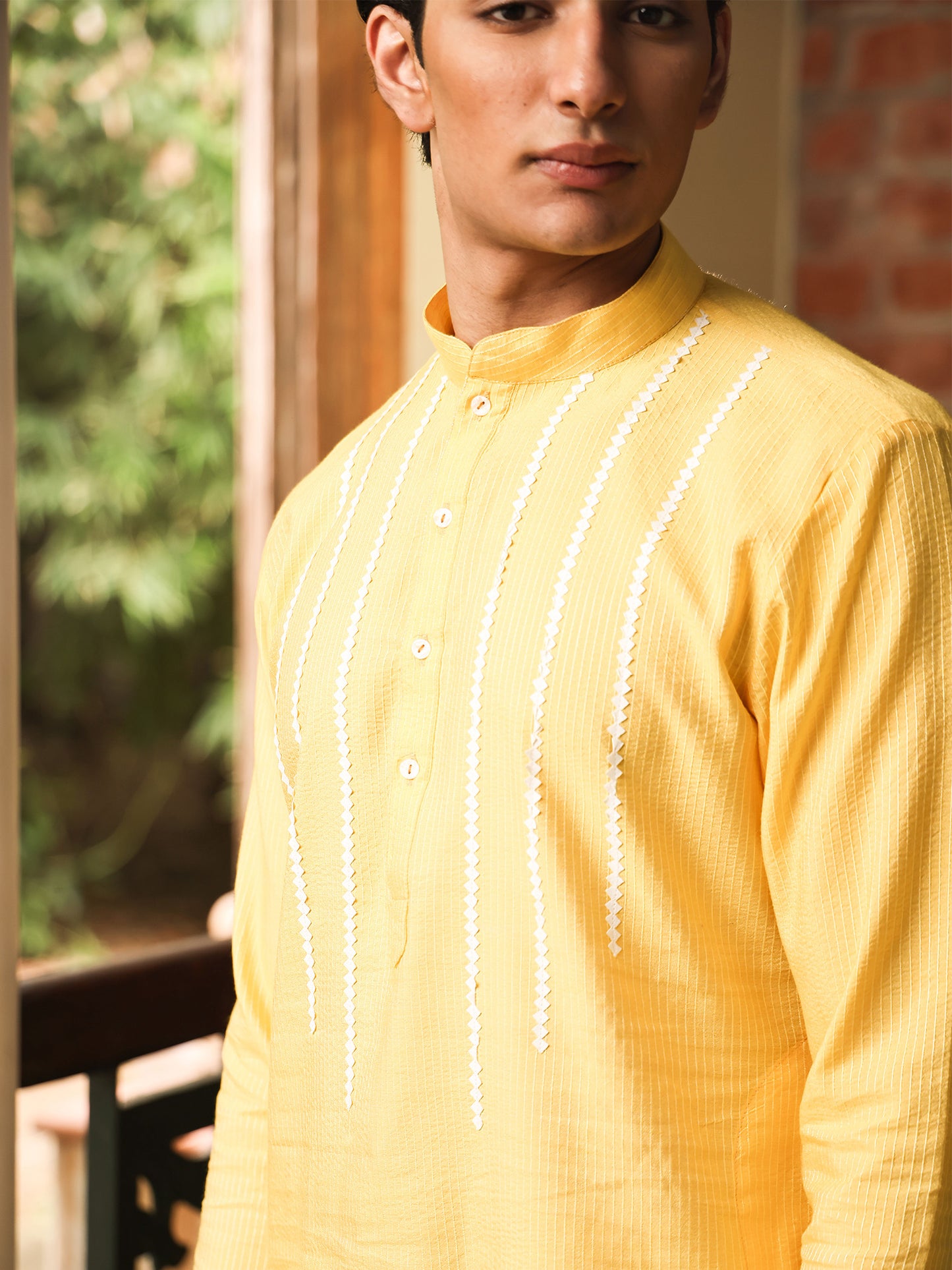 Bhasu Yellow Cotton Blend Kurta Set