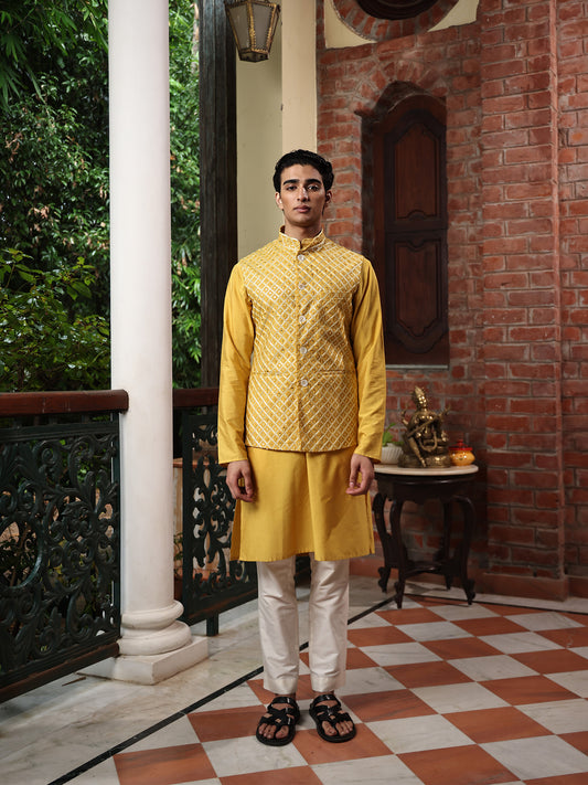 Patr
Bundi Set
Jacket
Yellow
Embroidered 
Embroidered Jacket Set