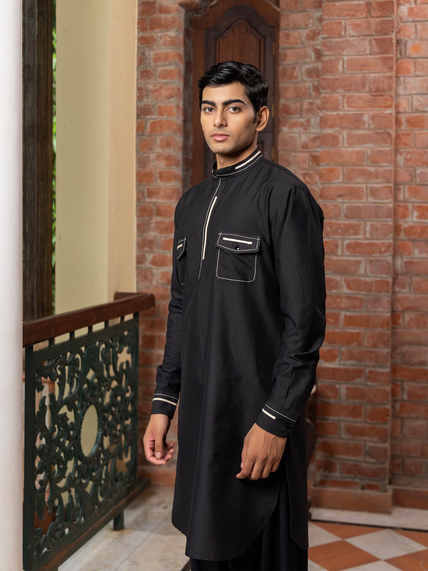 Rajan Black  Katan Kurta Set