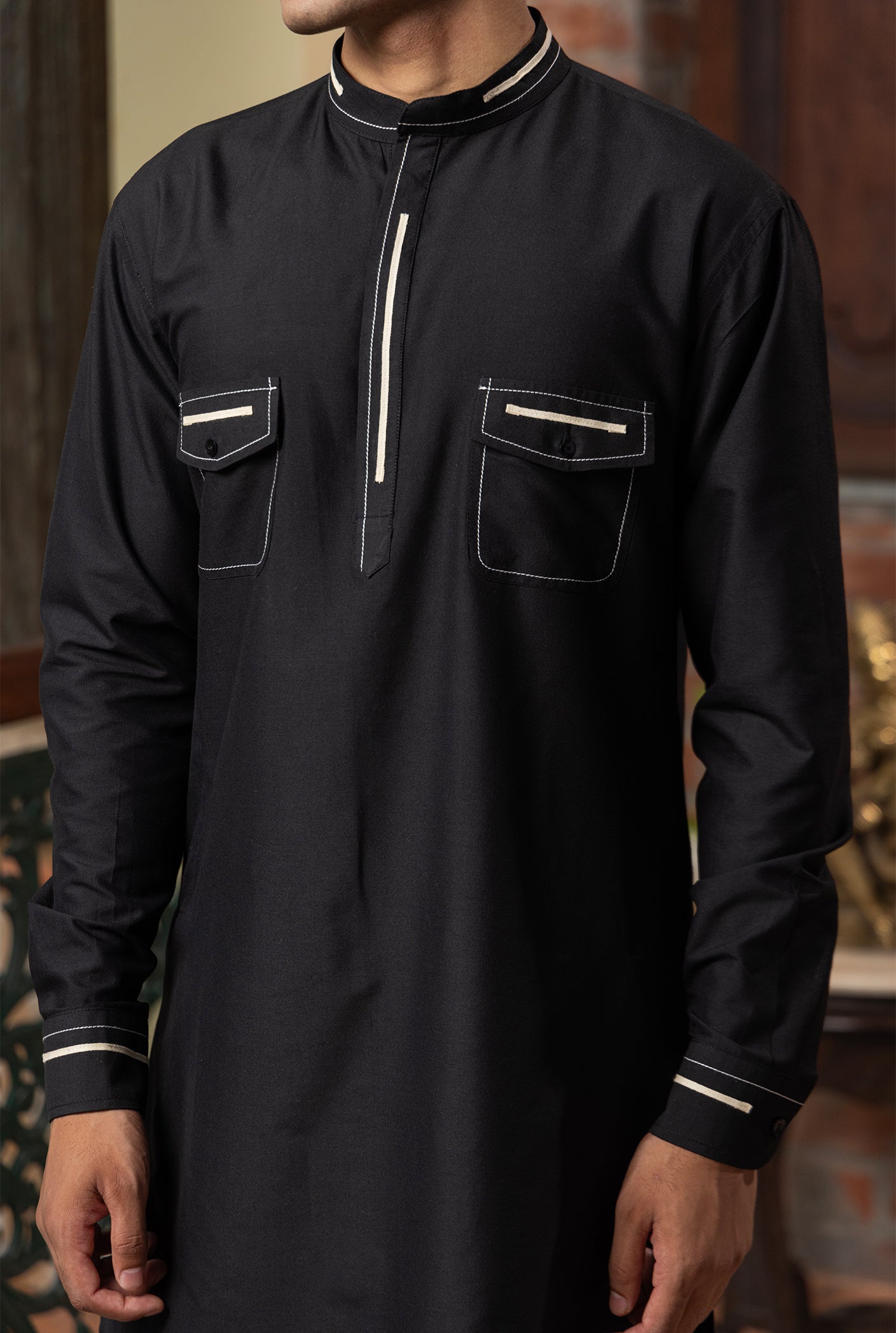 Rajan Black  Katan Kurta Set