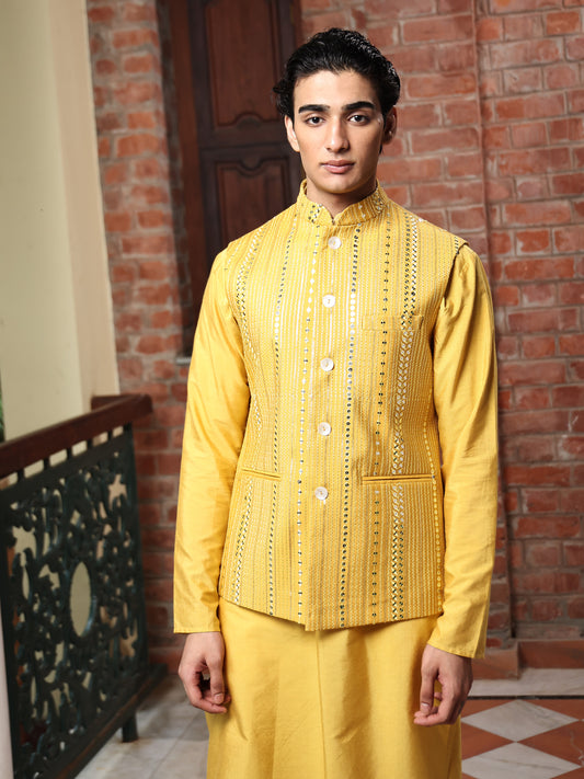 Patr
Bundi
jacket
Yellow
Embroidered 
Embroidered Jacket
