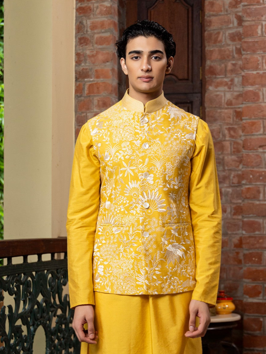 Patr
Bundi
jacket
Yellow
Embroidered 
Embroidered Jacket