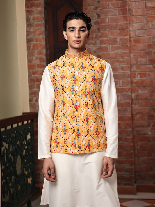 Patr
Bundi
Jacket
Yellow
Embroidered 
Embroidered Jacket