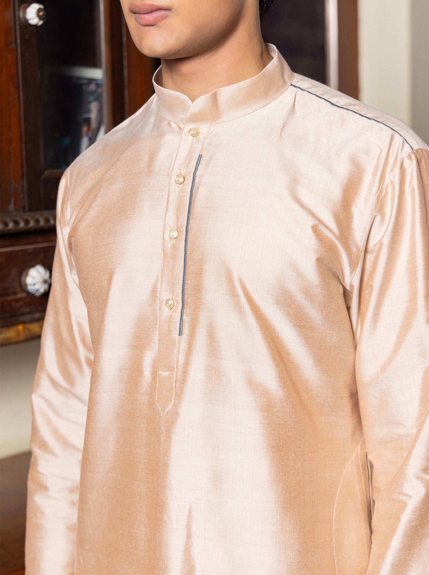 Navin Beige Katan Kurta Set