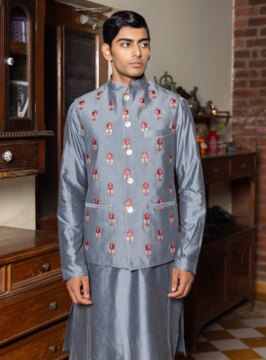 Patr
Bundi
Jacket
Sky Blue
Embroidered 
Embroidered Jacket
