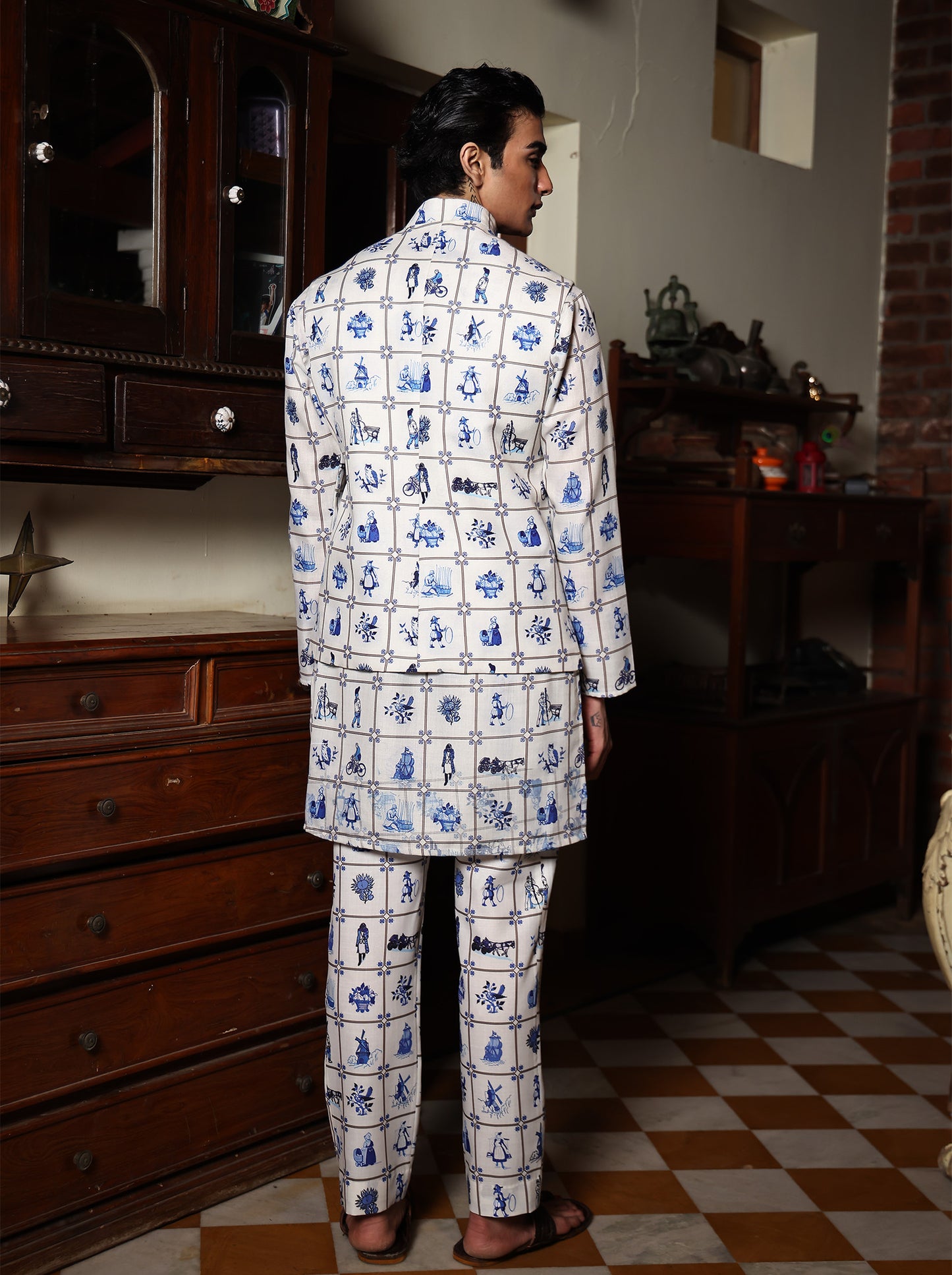 Laxit White Printed Cotton Bundi Set