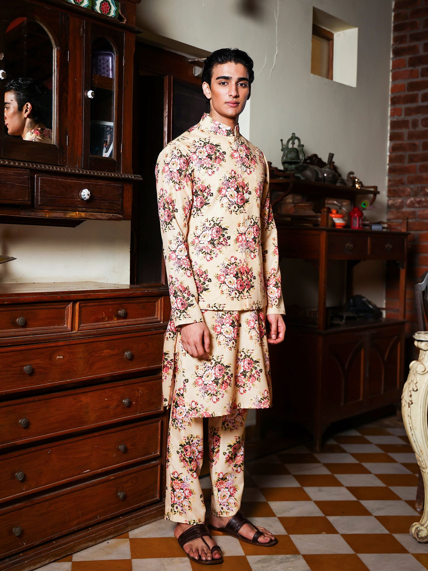 Krpa Yellow Printed Cotton Blend Bundi Set