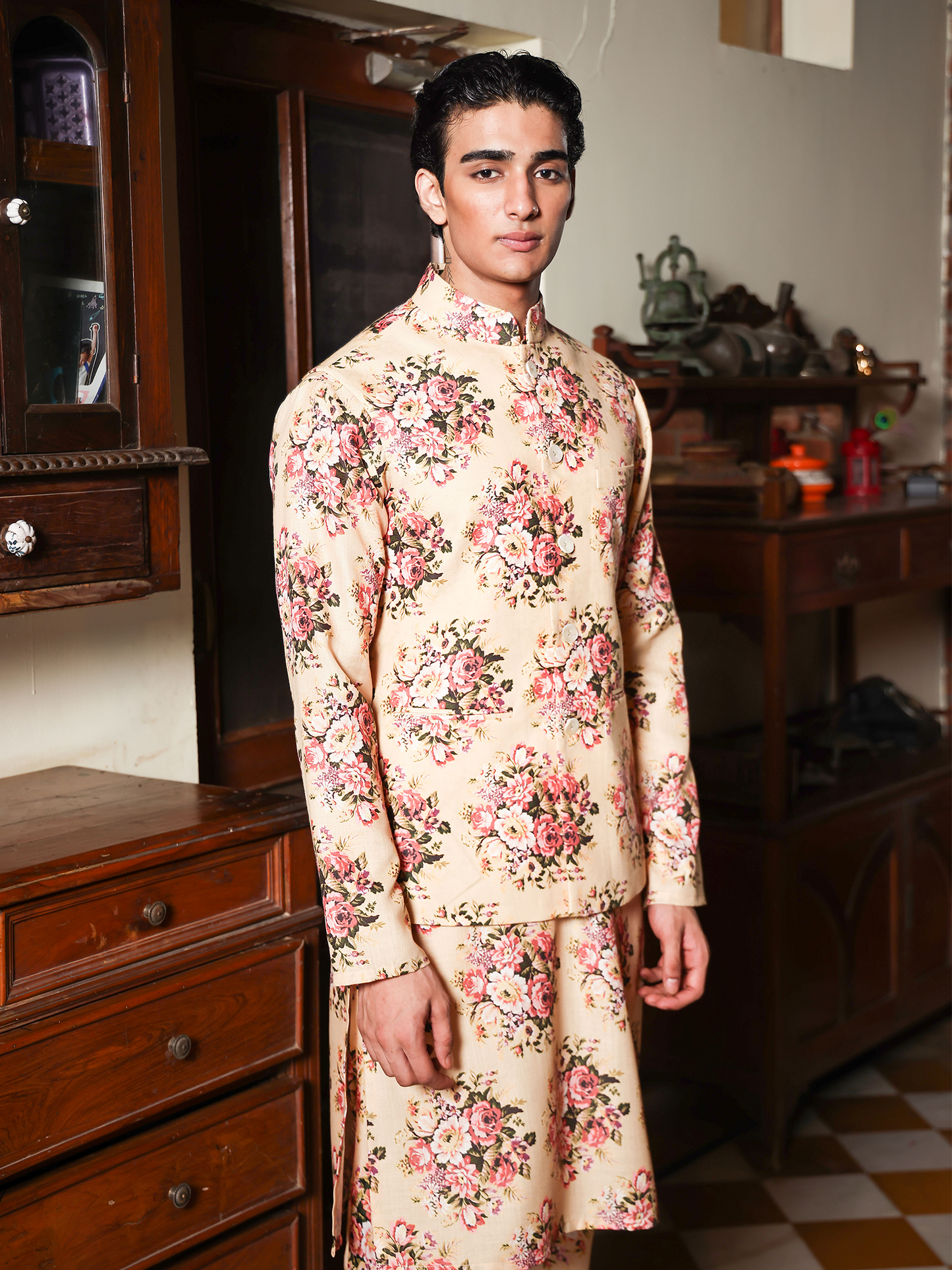 Krpa Yellow Printed Cotton Blend Bundi