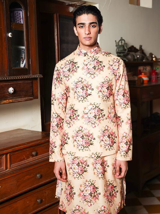 Krpa Yellow Printed Cotton Blend Bundi