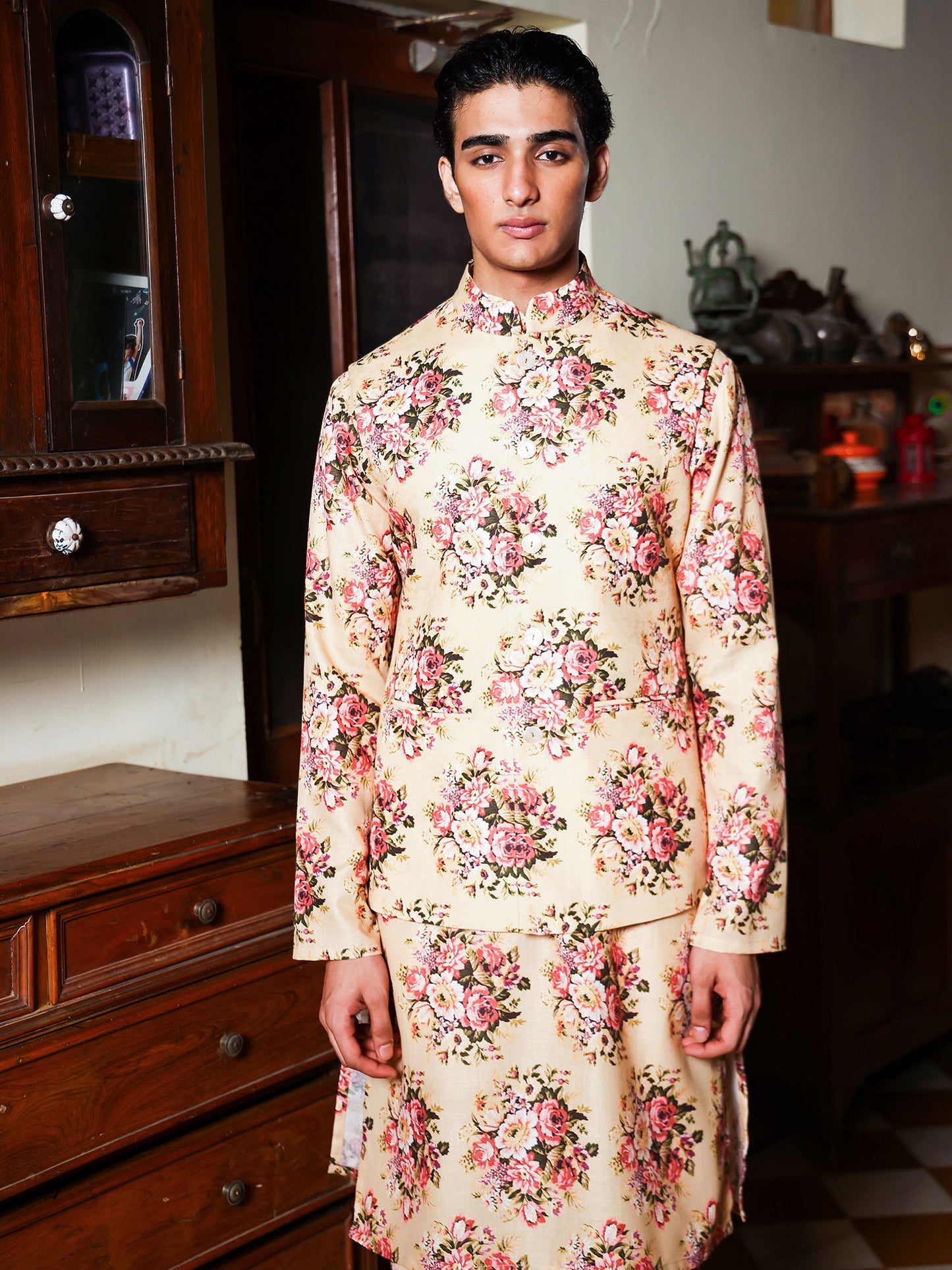 Krpa Yellow Printed Cotton Blend Bundi Set