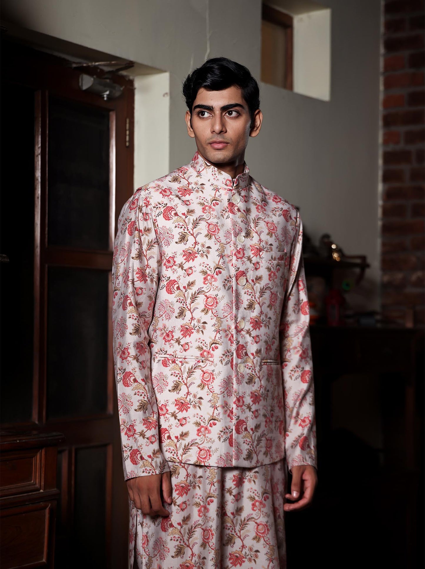 Yatin Light Pink Printed Chanderi Bundi