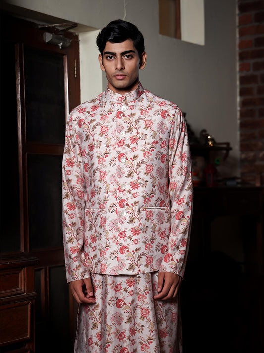 Yatin Light Pink Printed Chanderi Bundi
