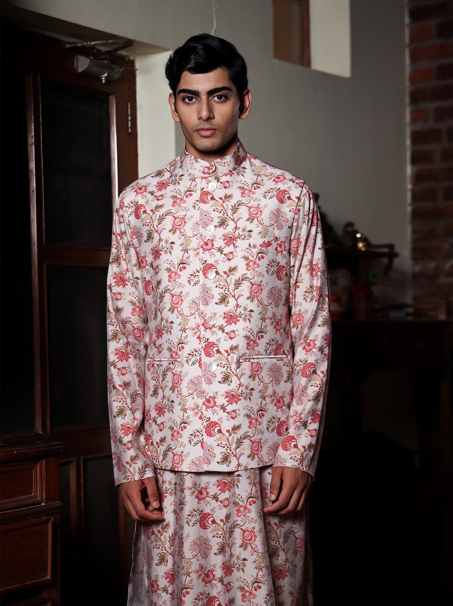 Yatin Light Pink Printed Chanderi Bundi Set