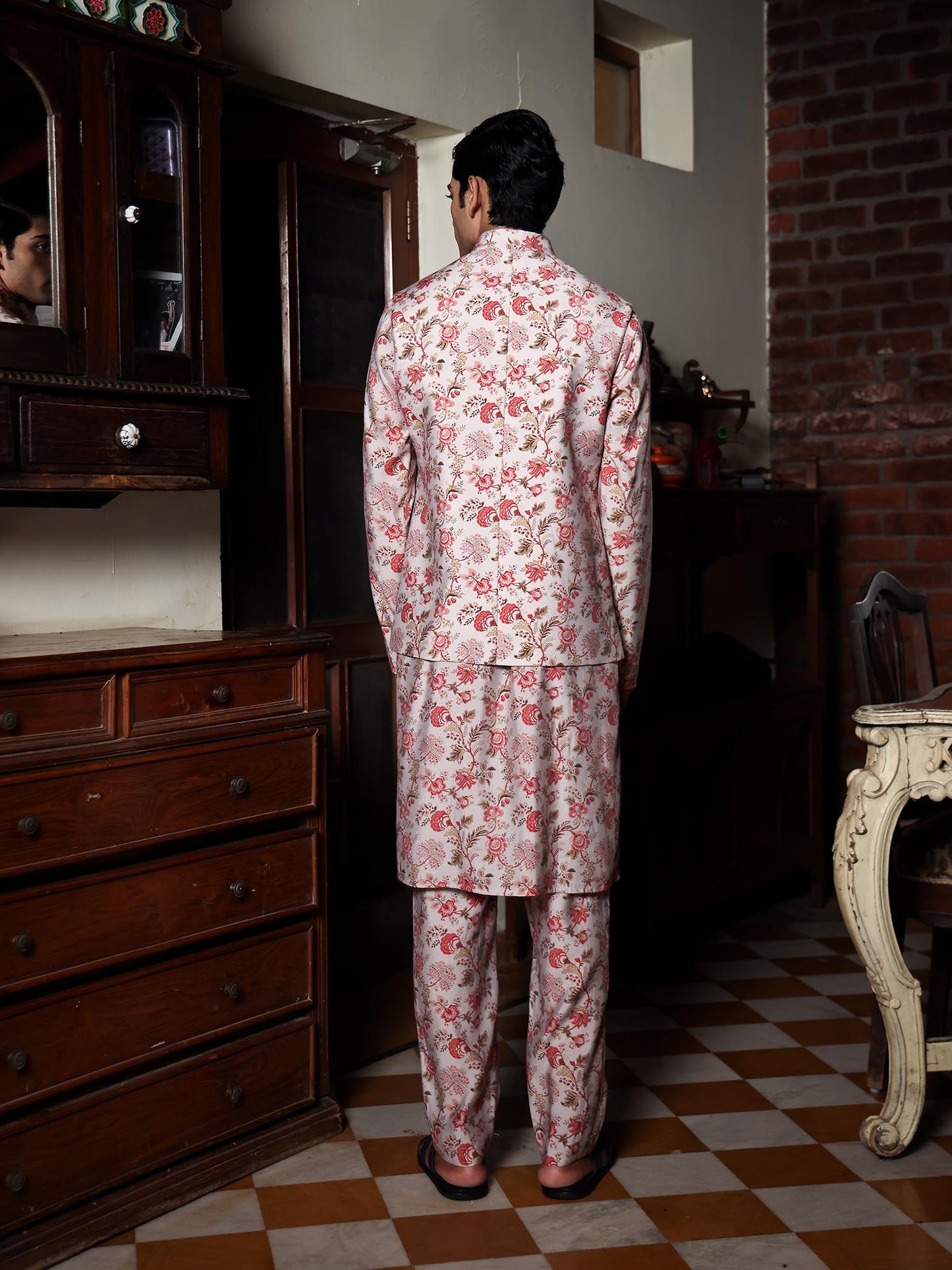 Yatin Light Pink Printed Chanderi Bundi Set