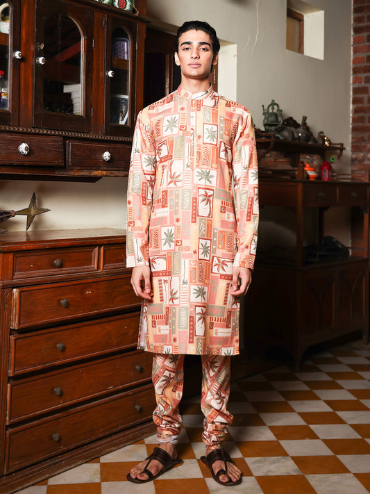Jivya Mustard Printed Cotton Blend Kurta Set
