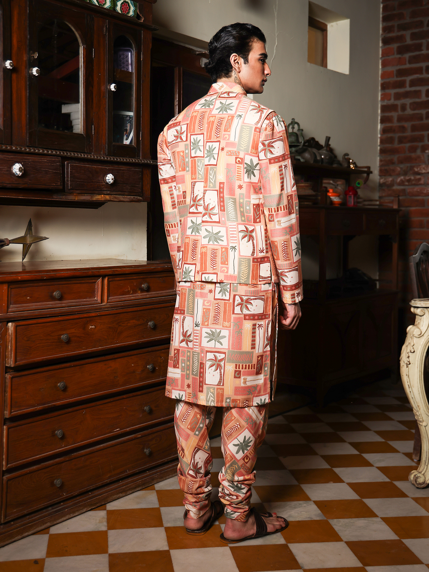 Gatha Mustard Printed Cotton Blend Bundi