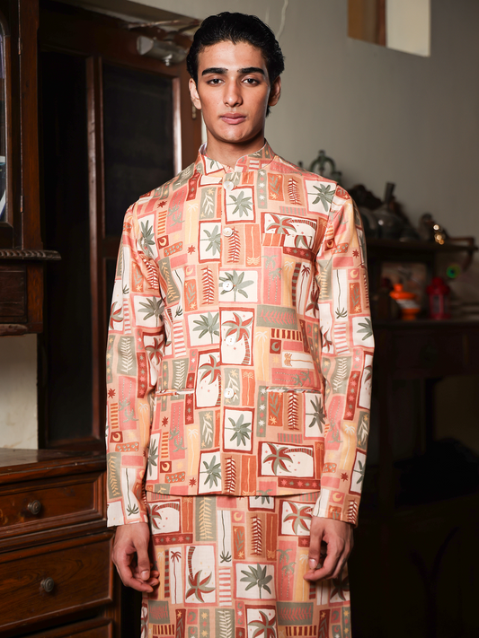 Gatha Mustard Printed Cotton Blend Bundi