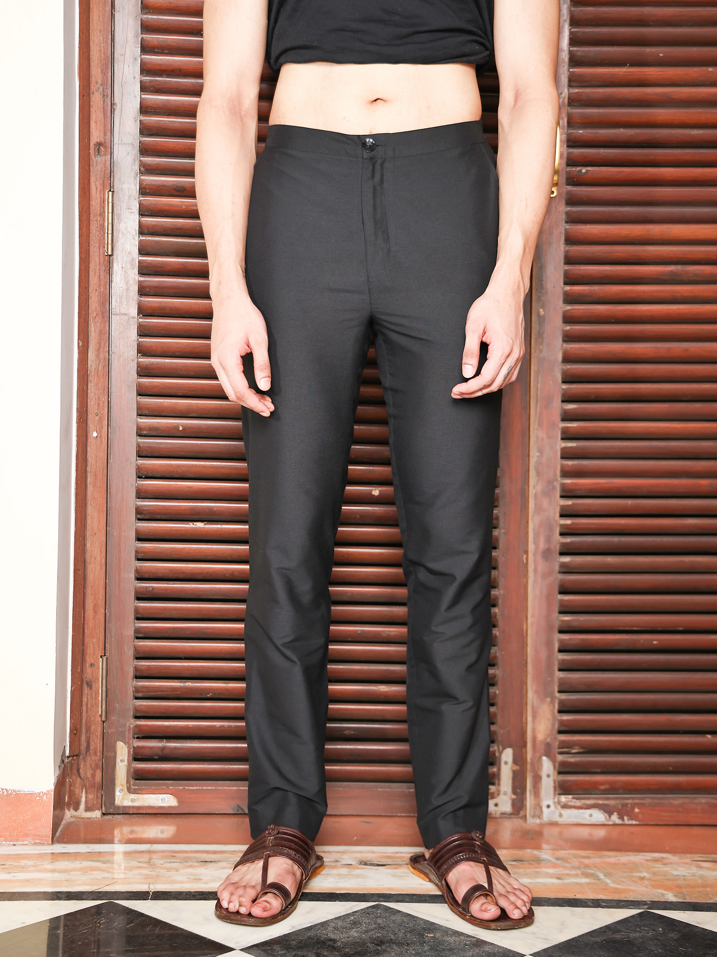 Hrishikesh Black Katan Trouser