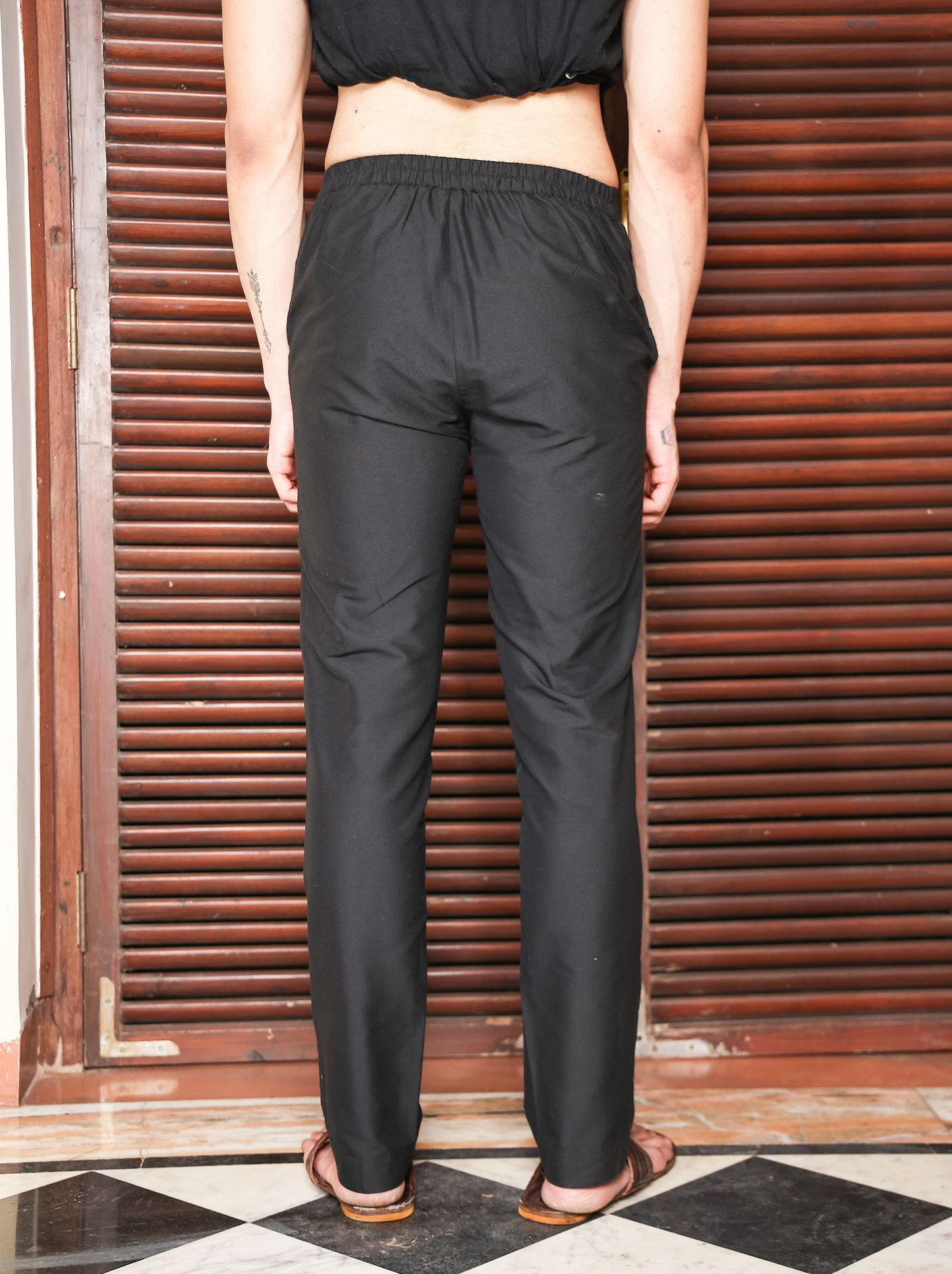 Hrishikesh Black Katan Trouser