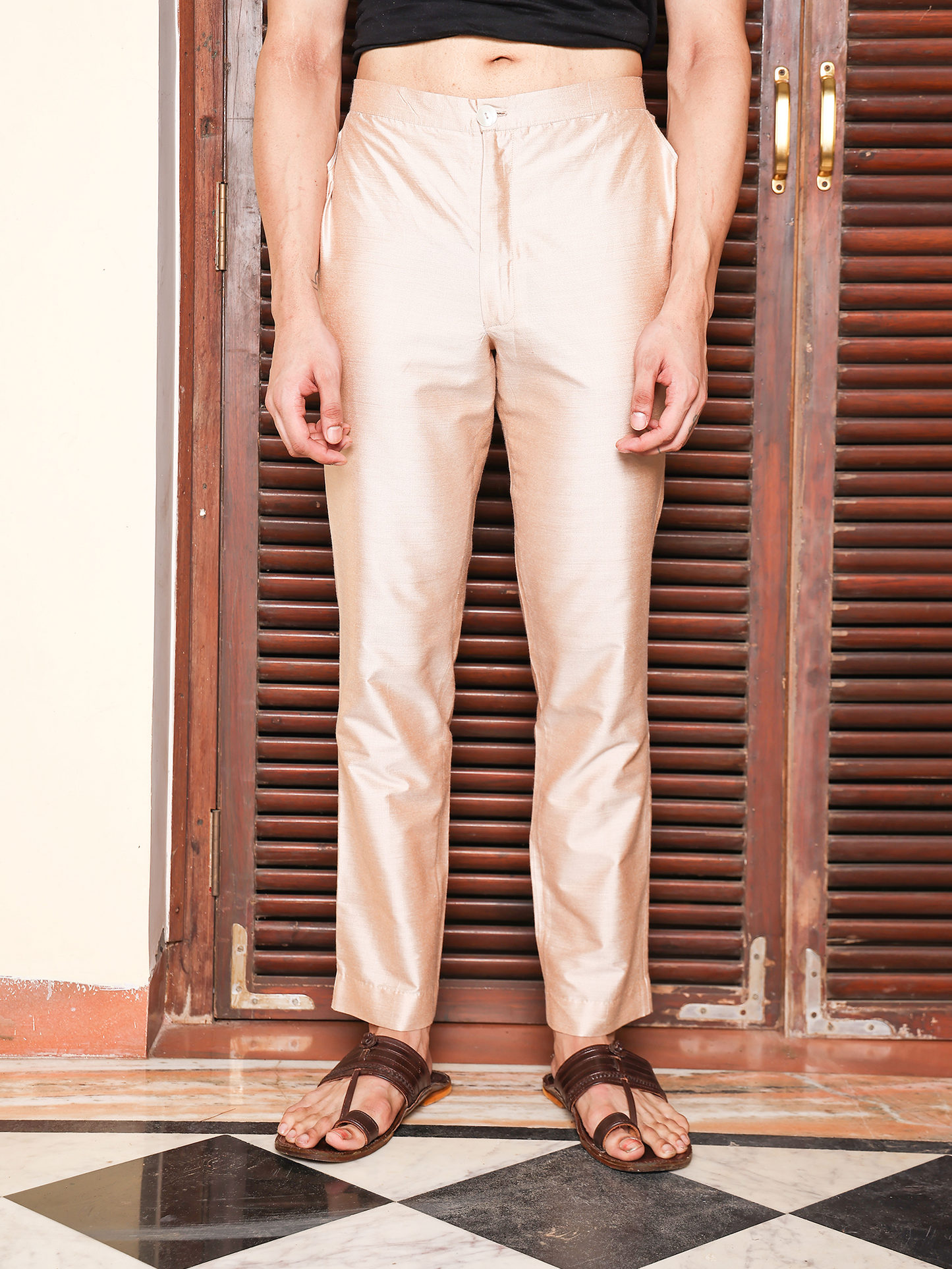 Girdhari Beige Katan Trouser