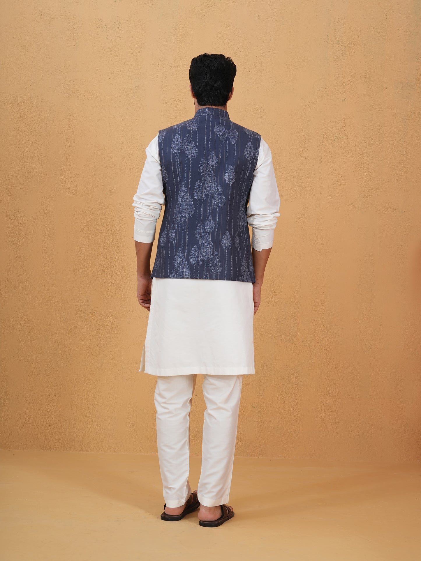Siva Blue Printed Cotton Blend Bundi Set