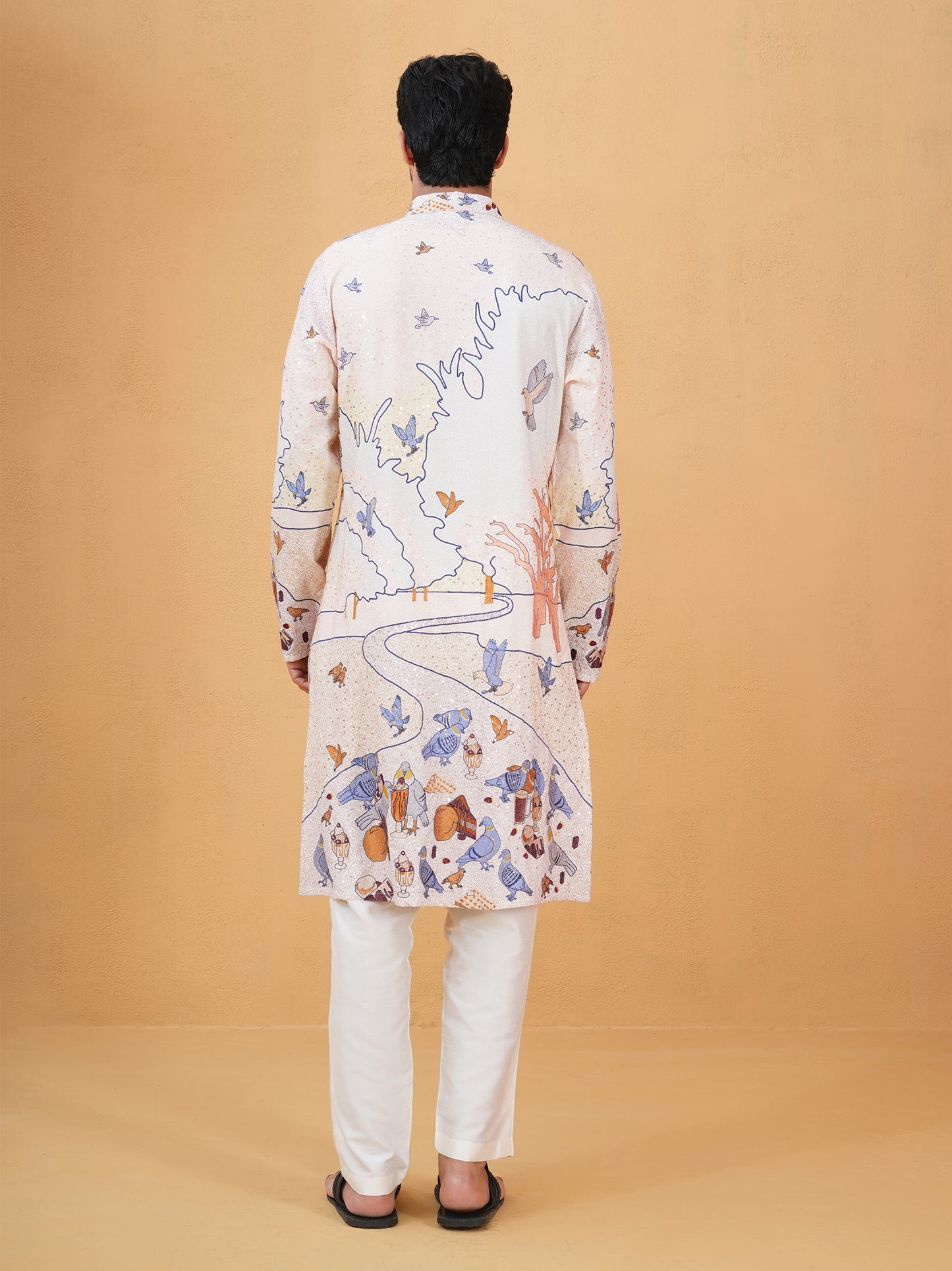 Dhrutvi Ivory Embroidered Katan Kurta Set