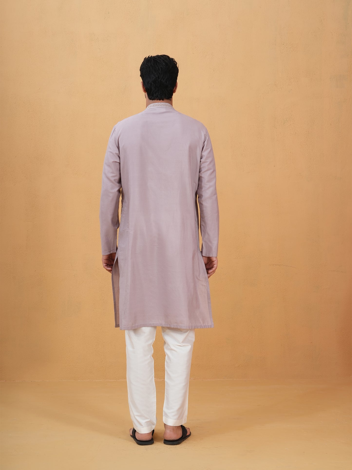 Shreen Mauve Embroidered Katan Kurta Set