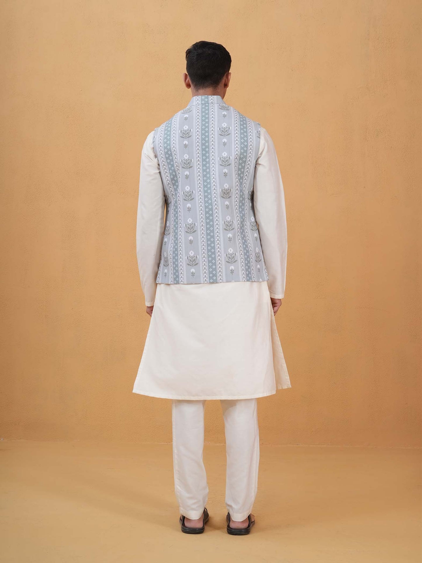 Aadi Sage Green Printed Cotton Blend Bundi