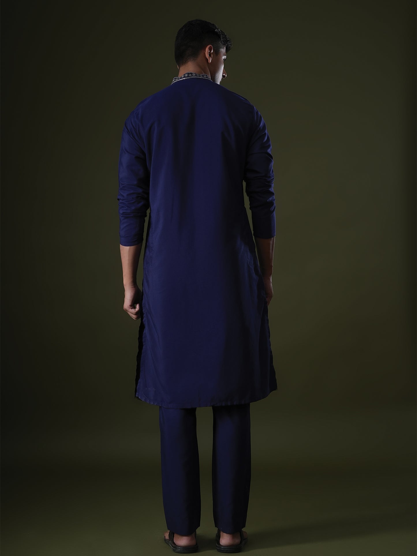 Shreen Blue Embroidered Katan Kurta Set