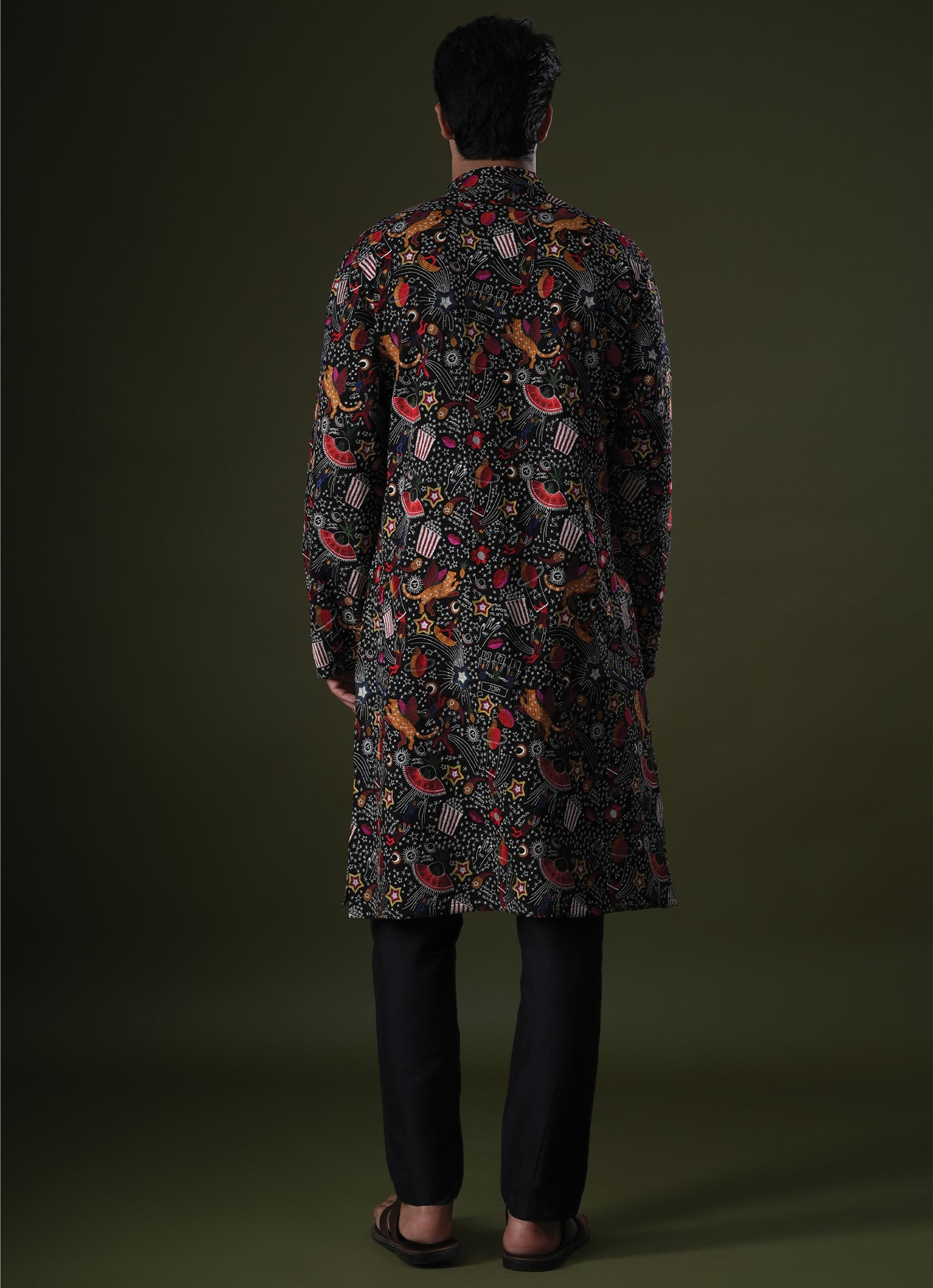 Zihab Black Embroidered Katan Kurta