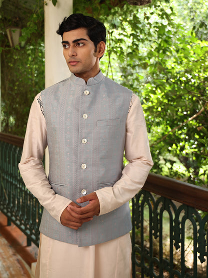 Isvara Light Blue Cotton Blend Bundi