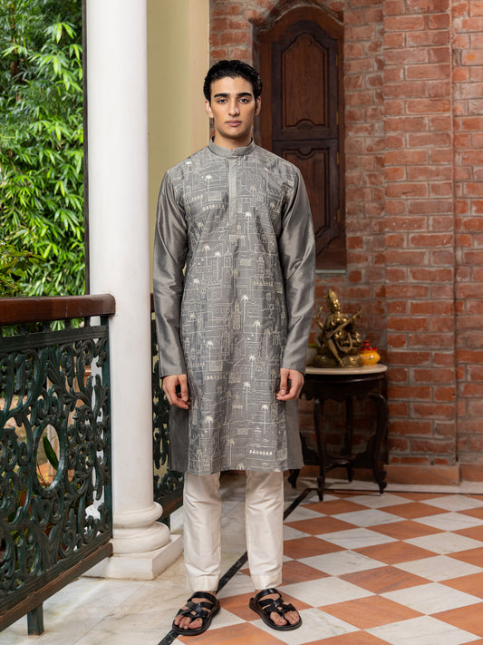 Patr
Embroidered
Kurta 
Embroidered Kurta
Grey