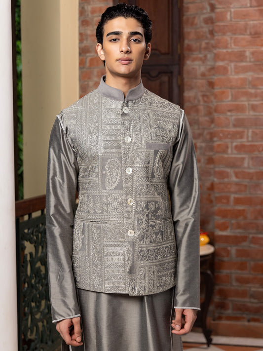 Patr
Bundi
Jacket
Grey
Embroidered 
Embroidered Jacket