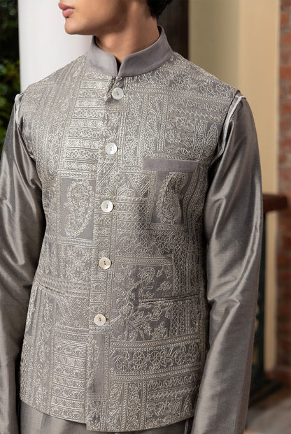 Jayanta Grey Embroidered Katan Bundi
