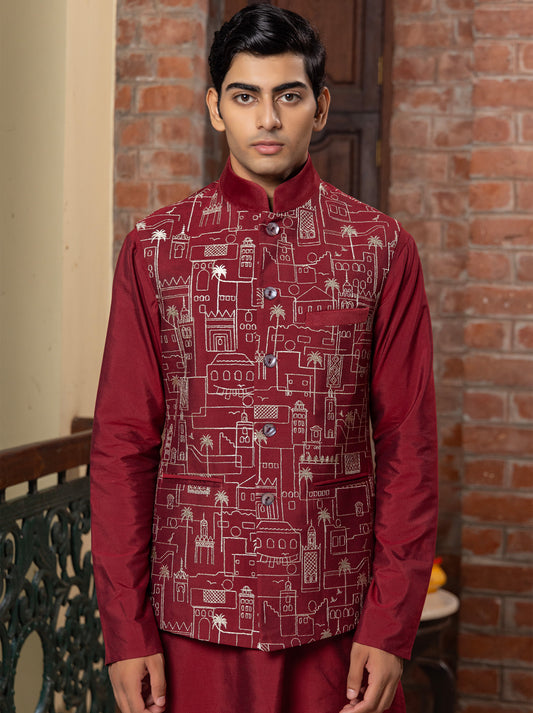 Patr
Bundi
Jacket
Wine
Embroidered 
Embroidered Jacket
