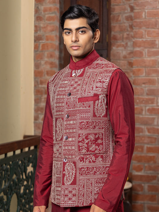 Patr
Bundi
Jacket
Wine
Embroidered 
Embroidered Jacket