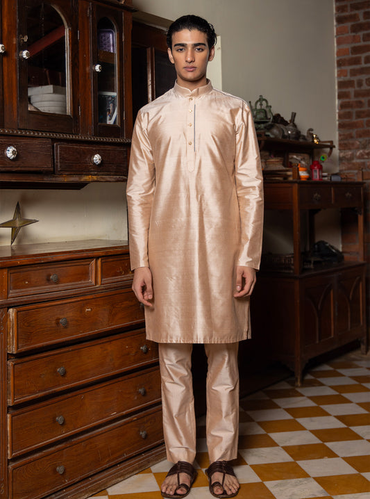 Navin Beige Katan Kurta Set