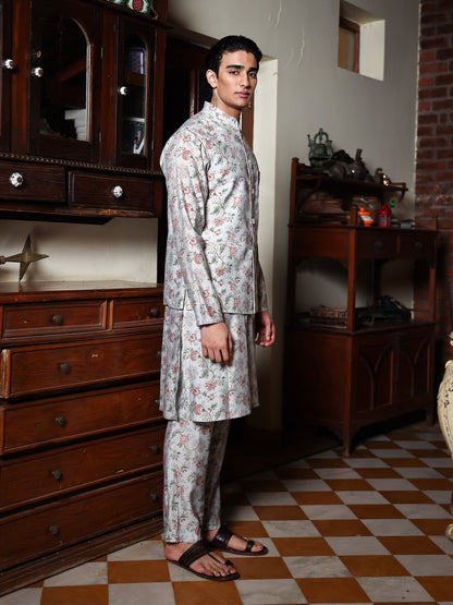 Gauransh Powder Blue Printed Chanderi Bundi