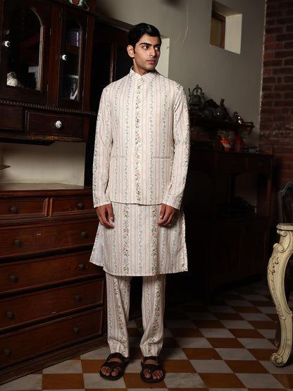 Natwar Sage Green Printed Cotton Bundi Set
